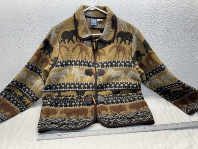 (9040) IVY Western Jacket Women M Wool Blend Bear Horse Southwest Toggle Coat