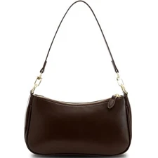 Small Cresent Shoulder Bags Crossbody Purses for Women Vegan Leather Dark Brown