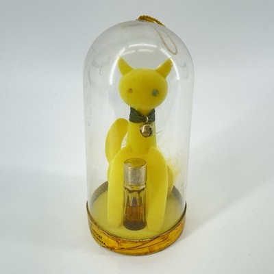 Hypnotique Sophisticat Max Factor Perfume Yellow Cat with Bell and Dome