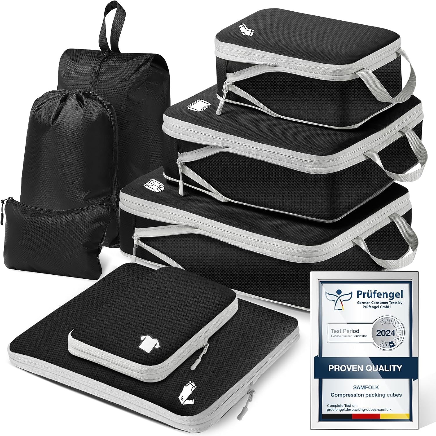 Organizer Valigia 8 Pezzi Set, Packing Cubes Compression Organizzatori Valigia V
