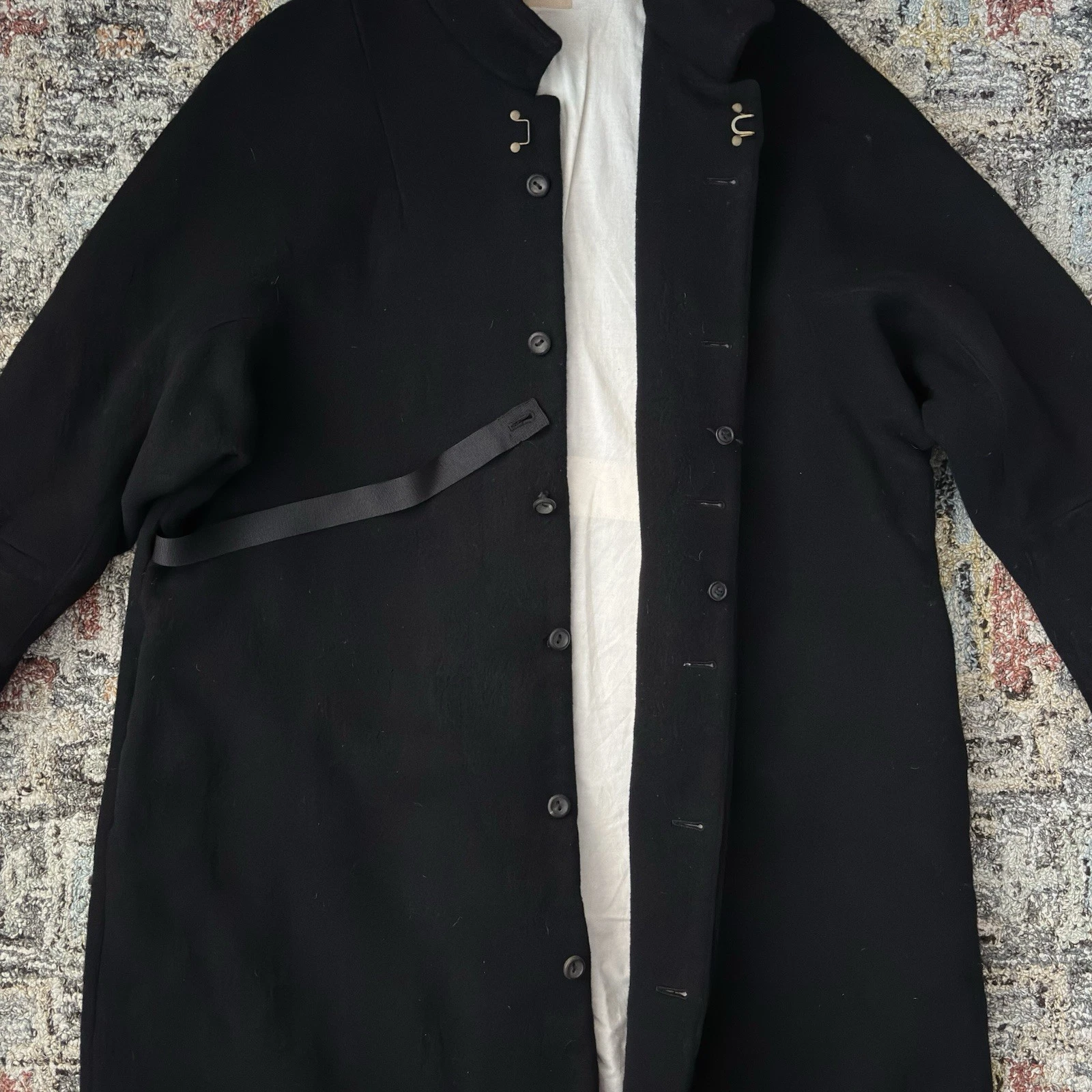 Suzuki Takayuki stand fall collar coat black men's size S M Auralee wool Japan - product detail image 3