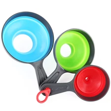 3-Piece Silicone Funnel Set for Kitchen - Food Grade Mini Funnels