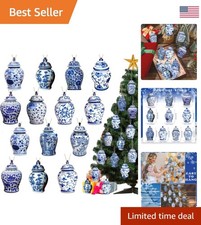 40-Piece Chinoiserie Wooden Christmas Ornaments Set with Ropes - Elegant Decor