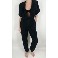Vintage Oscar De La Renta Swimwear Zip Jumpsuit Cover Up Size Small