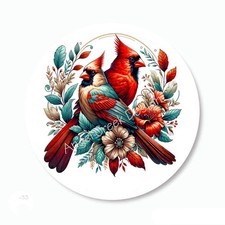 MALE  FEMALE CARDINALS CHRISTMAS STICKERS HOLIDAY PARTY FAVORS ENVELOPE SEALS