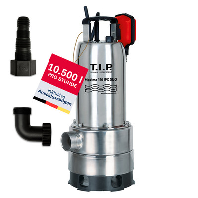 T.I.P. Schmutzwasser Tauchpumpe Maxima 350 IPX Duo, 20.000 l/h, 800 W, 30274