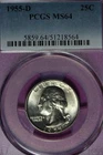 1955 D PCGS MS64 WASHINGTON QUARTER #B51694