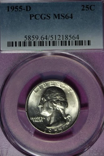 1955 D PCGS MS64 WASHINGTON QUARTER #B51694