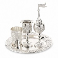 4 Teile Weinservice Barock Weinset mit Tablett Gl&auml;nzend f&uuml;r Festtafel, Sammler