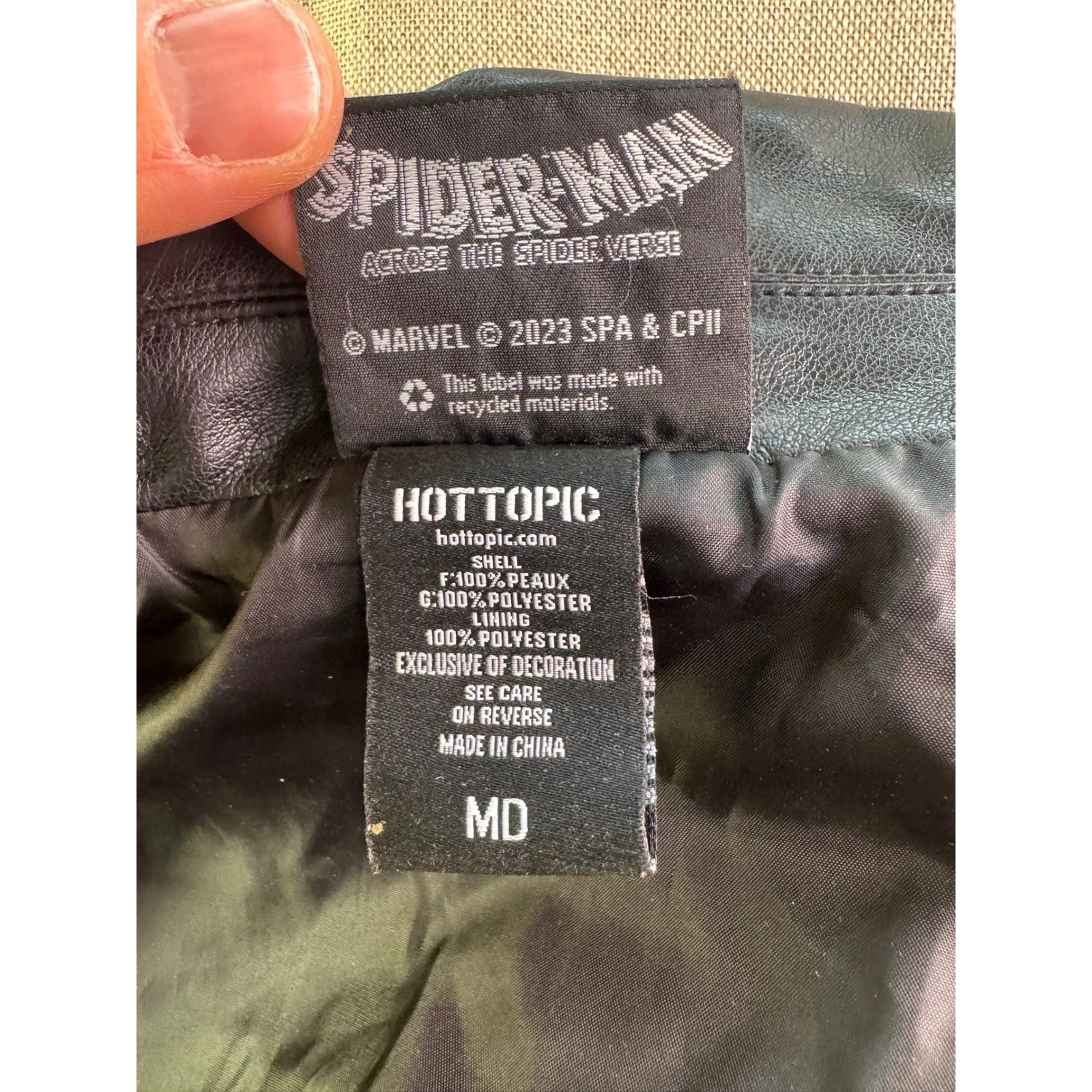 Marvel Spider-Man Across The Spider-Verse Spider-Punk Faux Leather Vest Mens MD image 4