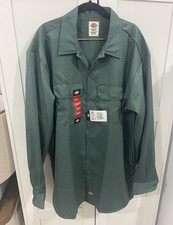 NWT Dickies Men s XLT Original Fit Long Sleeve Button-Up Work Shirt Green Twill
