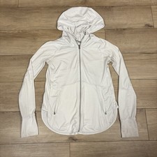 ATHLETA White Full Zip Hoodie Activewear Jacket Women's Size XS Thumbholes