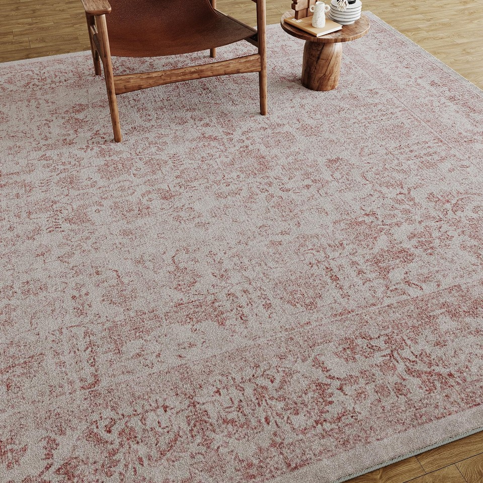 PureCozy Pink Round Rug 5ft Entryway Rug Circle Area Rug 5x5 Kitchen