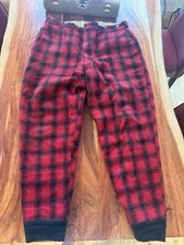 Vintage Woolrich Pants Red Buffalo Plaid Hunting Wool 36x30 Cool Warm Red Black