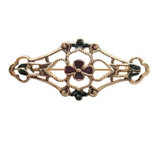 Filigree Enamel Flower Brooch Pin Vintage Victorian Revival Floral Jewelry Gift