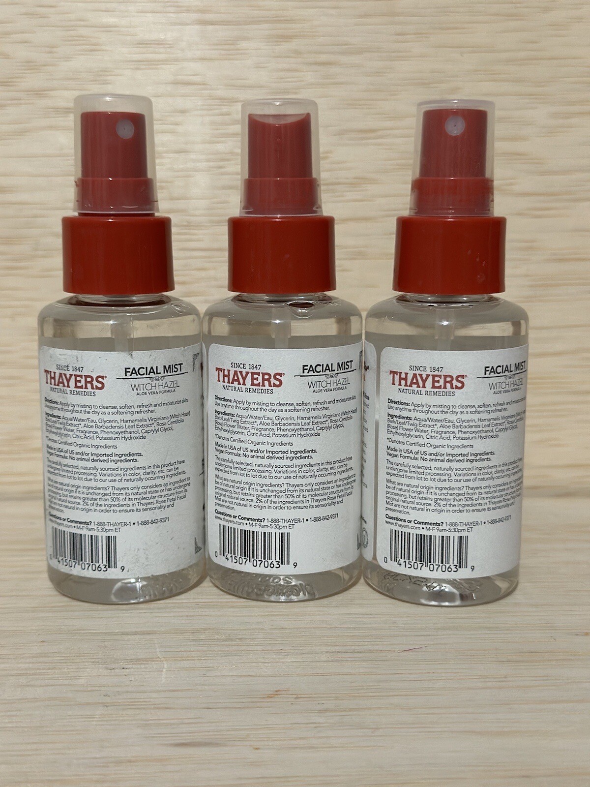 3-Thayers Witch Hazel Facial Mist Toner 3oz Rose Petal Alcohol Free Face Spray