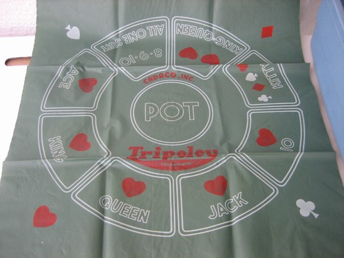 Vintage Tripoley Vinyl Game Mat Michigan Rummy Hearts Poker Cadaco 1969 #111 DLX - Picture 16 of 16