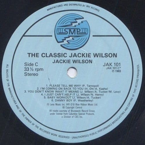 JACKIE WILSON The Classic Jackie Wilson Vinyl Record Album LP SMP 1983 R&B Soul - Picture 4 of 8