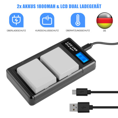 2x 1800mAh LP-E5 Akku +Dual Ladegerät Für Canon EOS 450D 500D 1000D Kiss F X3 X2