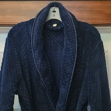 Sleepwear Blue Textured Fleece Maxi Bathrobe S/M