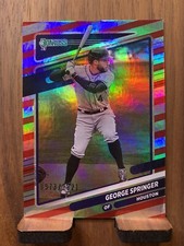 GEORGE SPRINGER 2021 PANINI DONRUSS #159 RED STRIPE HOLO SERIAL #973/2021