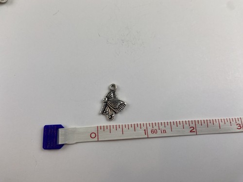 Butterfly Side Profile Charm Metal Jewelry Making Bracelet Charm 3D Gray - Picture 3 of 3