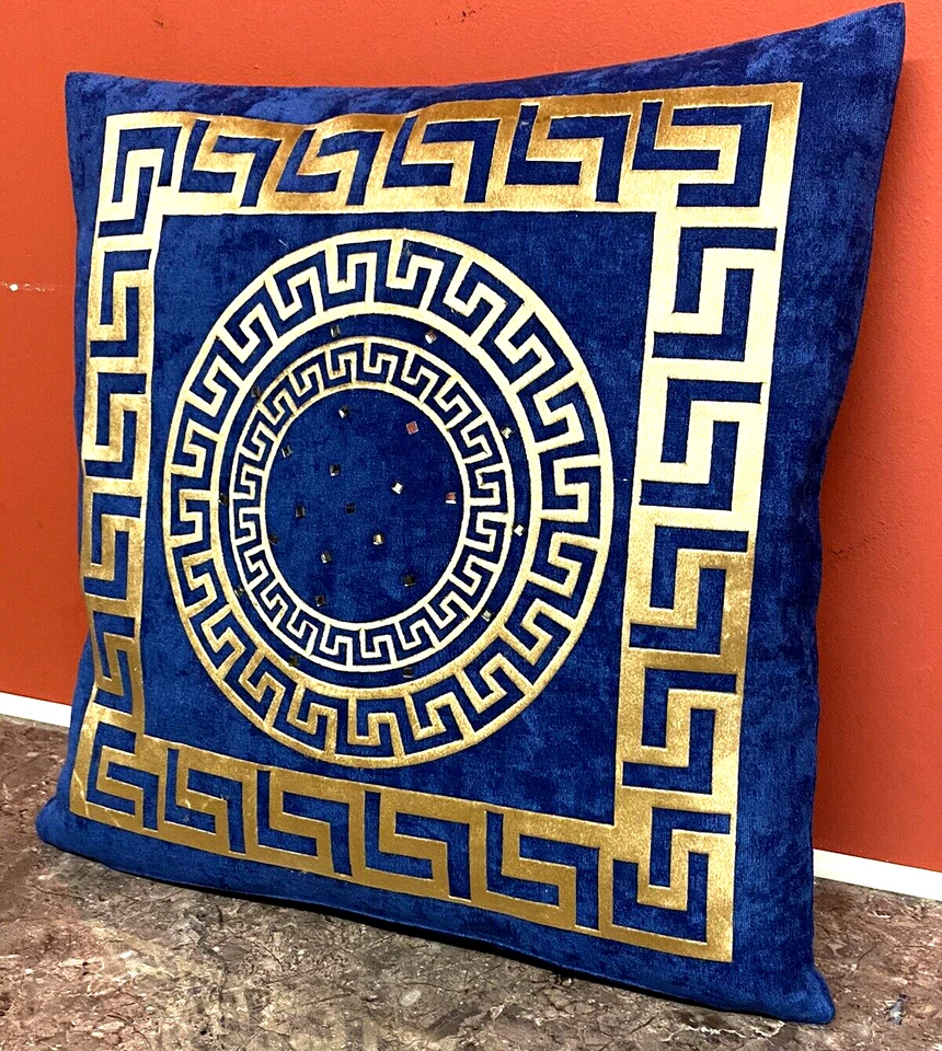 "Funda de almohada decorativa de piedra de cristal con borde de varios círculos griegos de 17""" Foto 2 de 3