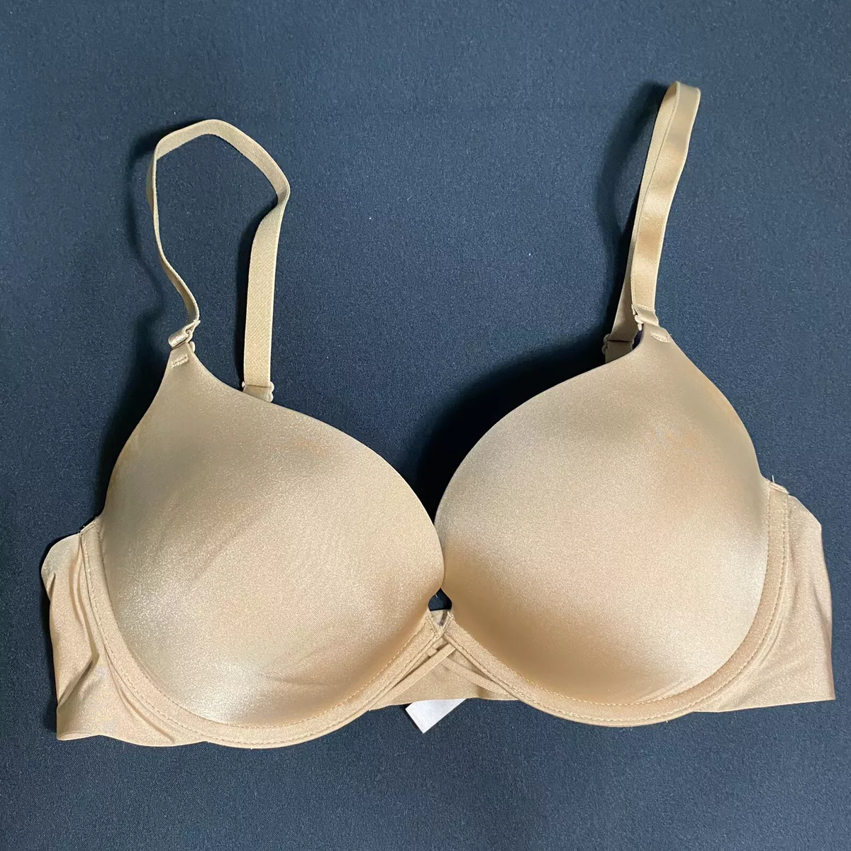 Ambrielle Bra Tan Faux Silk Push Up Underwire Size 36D