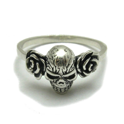 Sterling Silver Ring 925 Skulls and Roses R001751 Empress