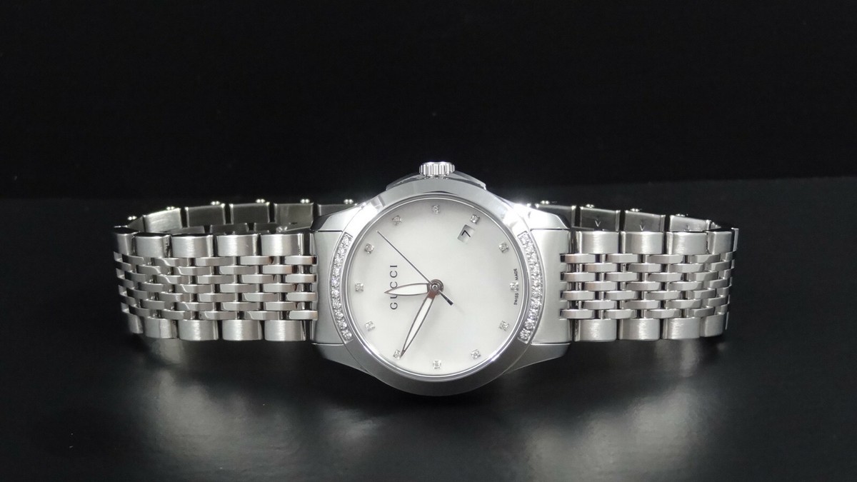 GUCCI YA126510 G-Timeless Diamond Mother of Pearl Dial Women's
