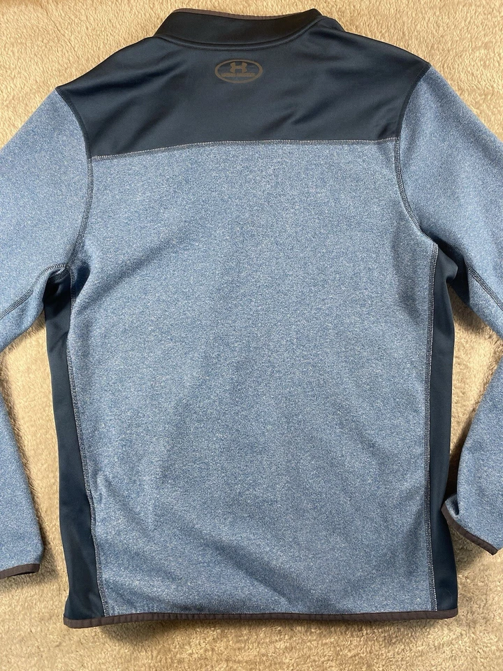 安德玛男式 M 宽松抓绒蓝色套衫 1/2 拉链夹克二手 # 46 — 第 2/4 张图片