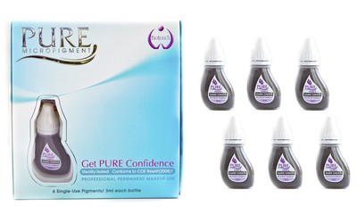 BioTouch PURE PIGMENT Permanent MakeUp Pigment Color Tattoo ink 6pk- 3ml bottles