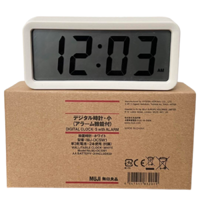 MUJI Digital Clock Small with Alarm Function White MJ-DCSW1 Width