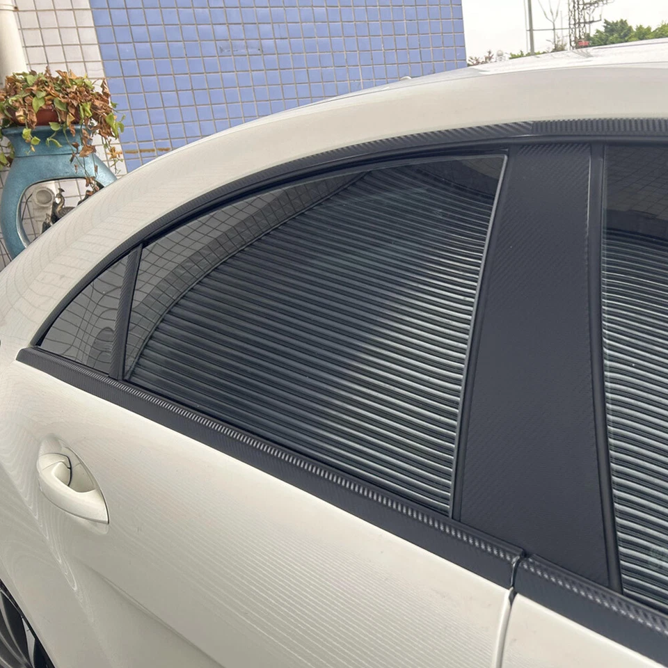 Carbon Fiber Black Chrome Delete Window Trims For Mercedes Benz CLS W218 2012-17 Foto 3 de 4