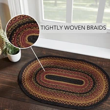 Heritage Farms JUTE RUG OVAL 20X30 Country Primitive Rustic Mustard Tan Black