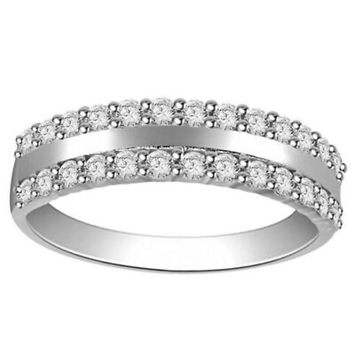 Sterling Silver Eternity Band Ring With 0.75ct Simulated Diamonds - Sizes K To S 7 thumbnail image