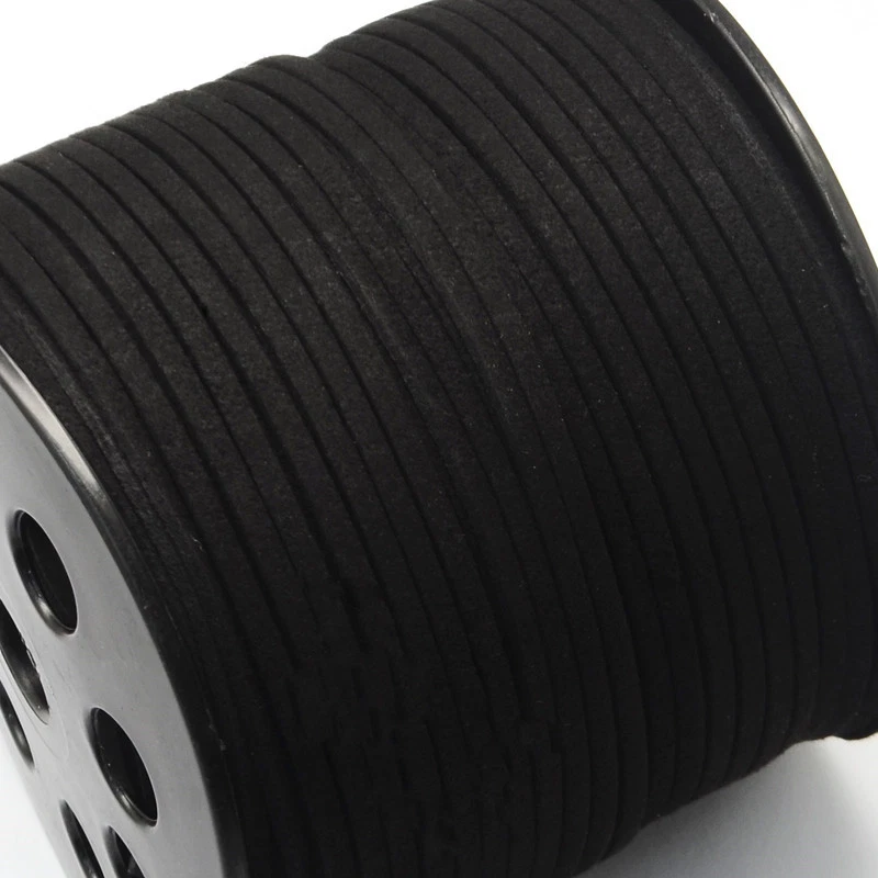 1 rollo de cordón de gamuza sintética negro para hacer joyas 2,7 x 1,4 mm aproximadamente 90 m/rollo Foto 2 de 3