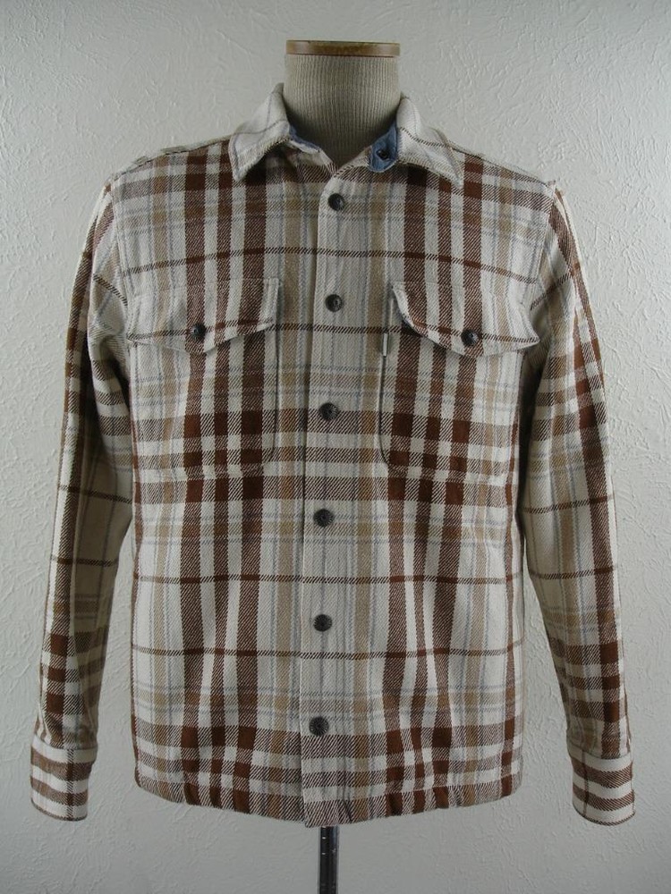Men's S Wellen Sherpa-Lined Flannel Shirt Jacket Brown Playa Plaid