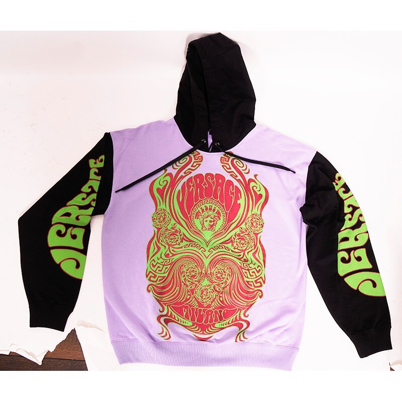 M NEW $1925 VERSACE MUSIC COLLECTION Mens Orchid Lilac MEDUSA Hoodie SWEATSHIRT image 10