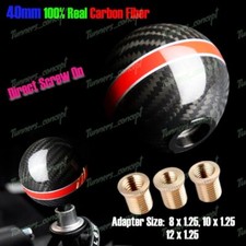 Real Carbon Fiber Ball Manual MT Gear Shift Shifter Knob W/Red Stripe Universal