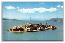 San Francisco, CA California, Alcatraz Island, Aerial View, Chrome Postcard 