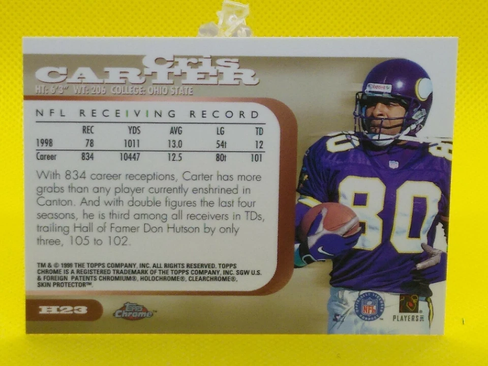Chris Carter 1999 Topps Chrome HALL BOUND Ohio State Buckeyes Minnesota Vikings - Image 2 of 2