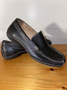 steve madden black leather slip ons