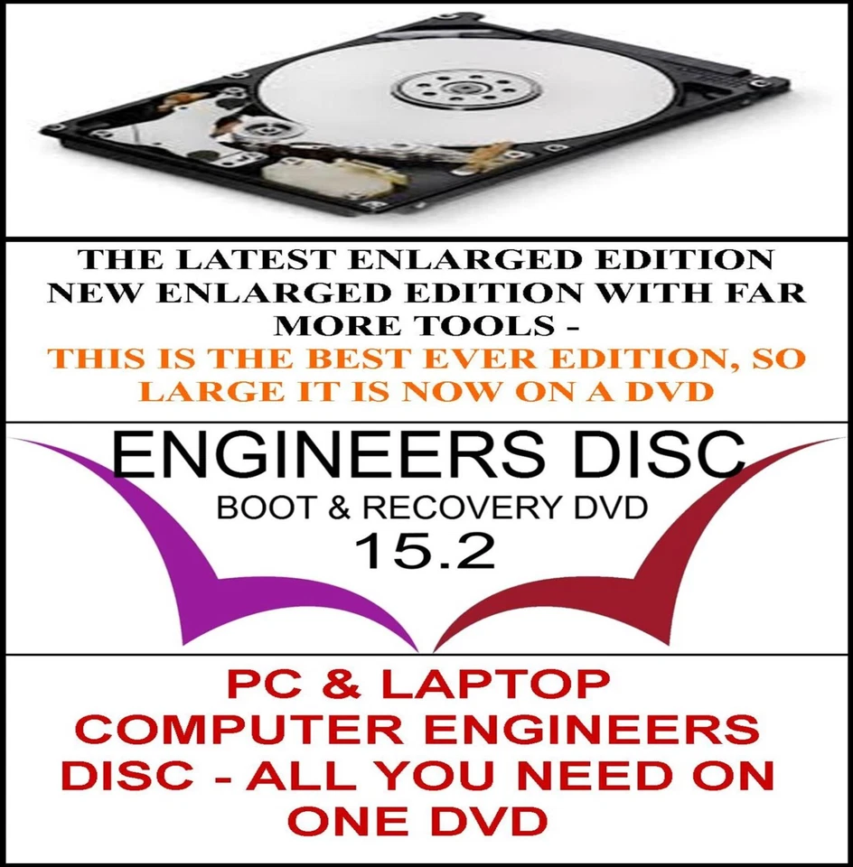 PC & Laptop Repair Tools Boot Disc Computer Engineers recovery DVD + Drivers DVD - Image 2 of 2