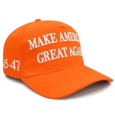 Trump OFFICIAL 45-47 Hat..Make America Great Again..MAGA..Orange..Made In USA