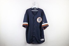 Vintage Mens XL Spell Out Old English D Detroit Tigers Baseball Jersey Blue