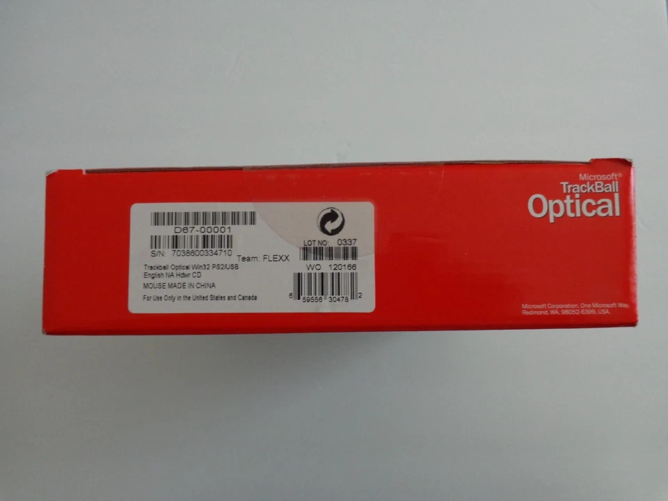 BRAND NEW Vintage Microsoft Trackball Optical Mouse Rare New Sealed D67-00001 - Image 3 of 4