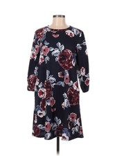 Apt. 9 Womens Navy Blue Floral 3/4 Sleeve Casual Dress Size M EUC