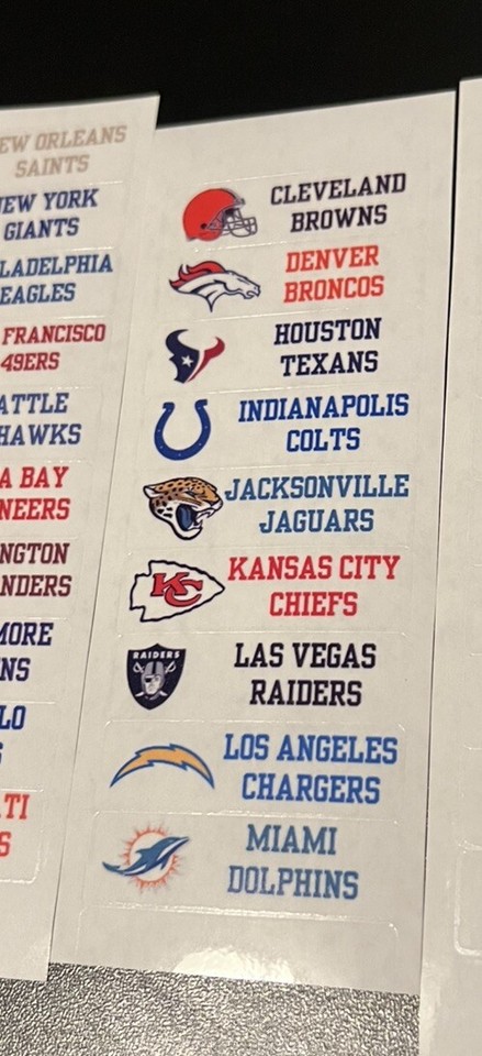 *Lettered* 32 NFL Team Logos Sports Card Dividers Sticker Labels Set | eBay