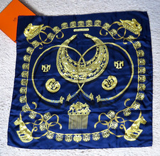 Authentic Hermes Les Cavaliers D'or Scarf 100 Silk in Original Box